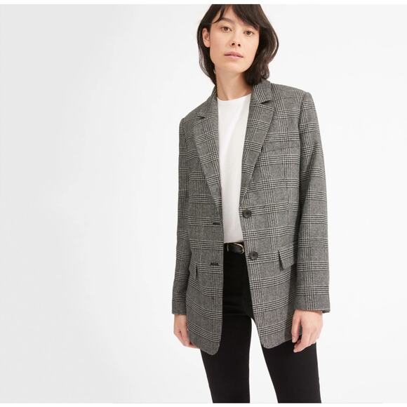 Everlane Wool Blend Oversized Blazer Glen Plaid EUC Size 2 Womens - Picture 1 of 9